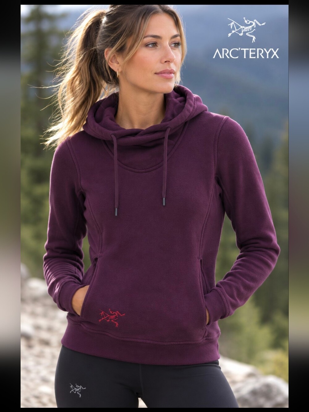 Arc'teryx Women's Deep Plum Funnel-Neck Hoodie